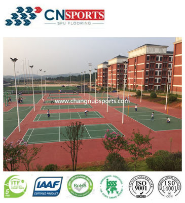 CN-S02 Silicon PU and Non Toxic High Rebound and 64 Slid Friction Tennis Court Flooring