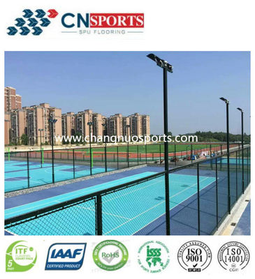 CN-S02 Silicon PU and Non Toxic High Rebound and 64 Slid Friction Tennis Court Flooring