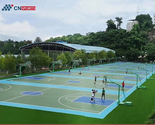 Red No Peeling Silicone PU Tennis Court Flooring Soundproof