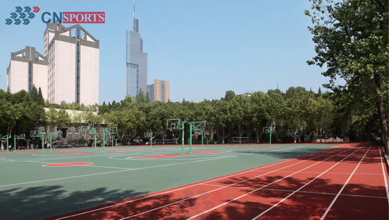 Red No Peeling Silicone PU Tennis Court Flooring Soundproof