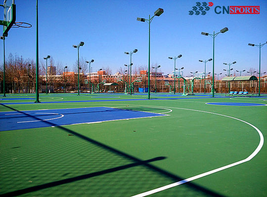 Red No Peeling Silicone PU Tennis Court Flooring Soundproof